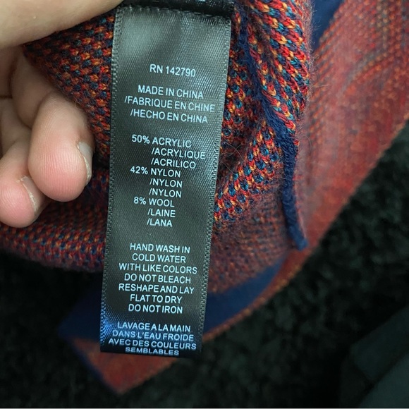 MaxSport Mx4760 navy blue and red floral pattern open face sweater cardigan - Picture 7 of 7